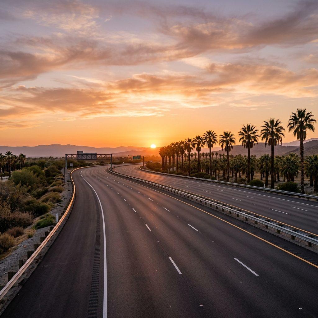 Florida highway at sunset — the kind of route where most traffic citations are issued by FHP and county sheriffs